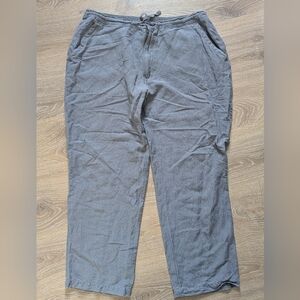 Cubavera Men's XL Linen Blend Relaxed‎ Fit Charcoal Comfort Drawstring Pants